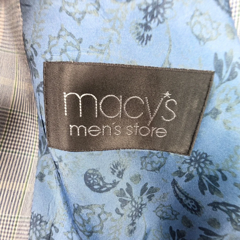 Michael Kors Blazer Men's 40R Blue Plaid Sport Coat Preppy Business Stretch
